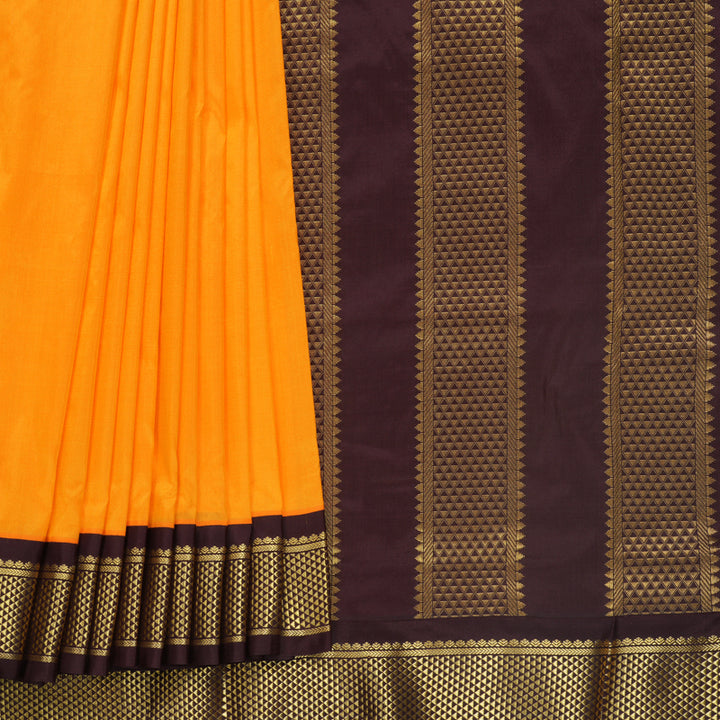 Hayagrivas Handloom Mambazham Orange Ten Yards Silk Saree KBF548G1-53