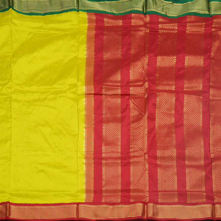 Hayagrivas Handloom Lime Green Ten Yards Silk Saree KBF548G1-62