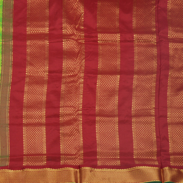 Hayagrivas Handloom Fluorescent Green Ten Yards Silk Saree KBF548G1-66