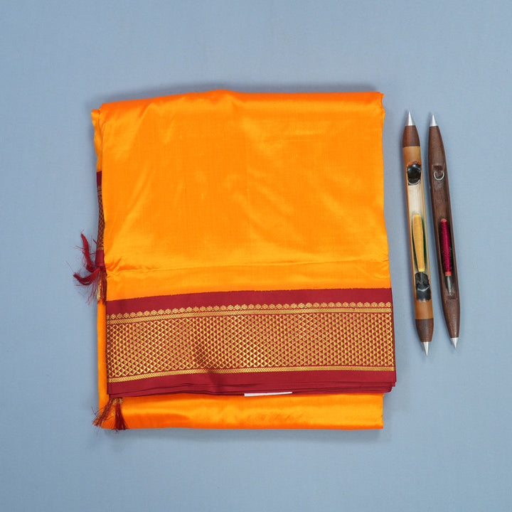 Hayagrivas Handloom Mambazham Orange Ten Yards Silk Saree KBF548G1-68