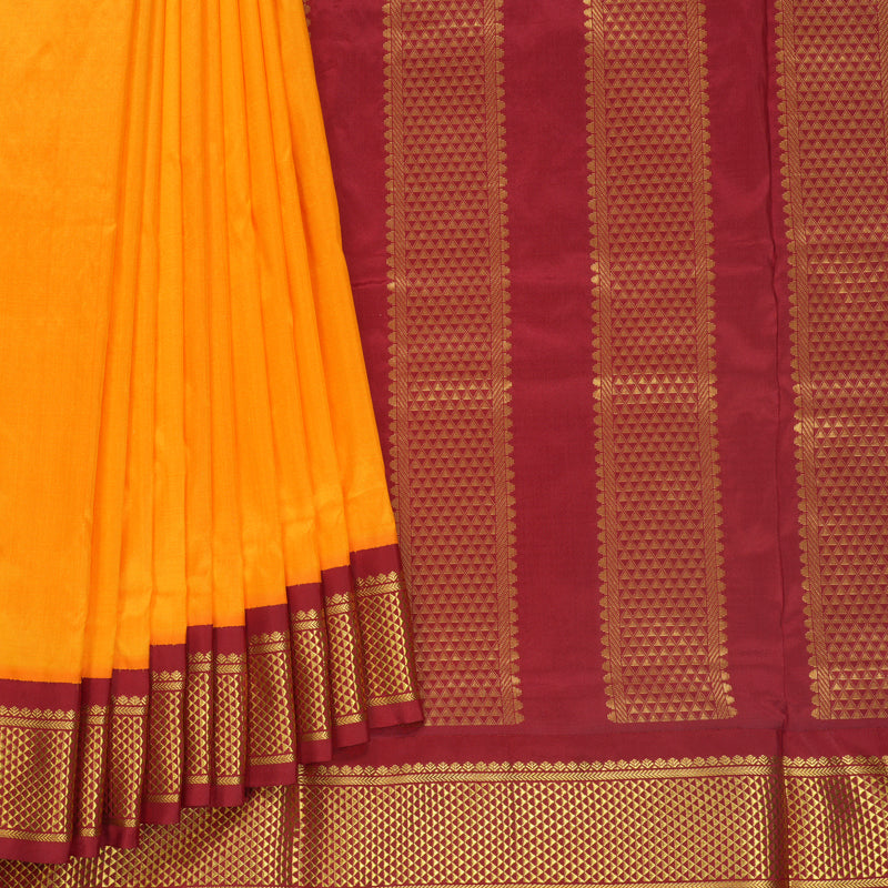 Hayagrivas Handloom Mambazham Orange Ten Yards Silk Saree KBF548G1-68