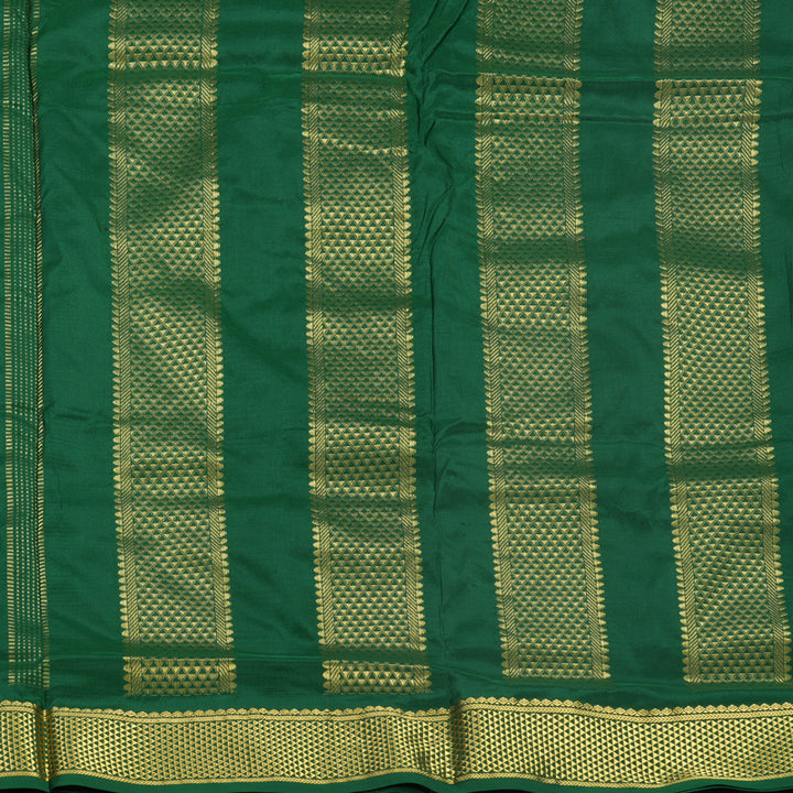 Hayagrivas Handloom Dark Green Ten Yards Silk Saree KBF548G2-1