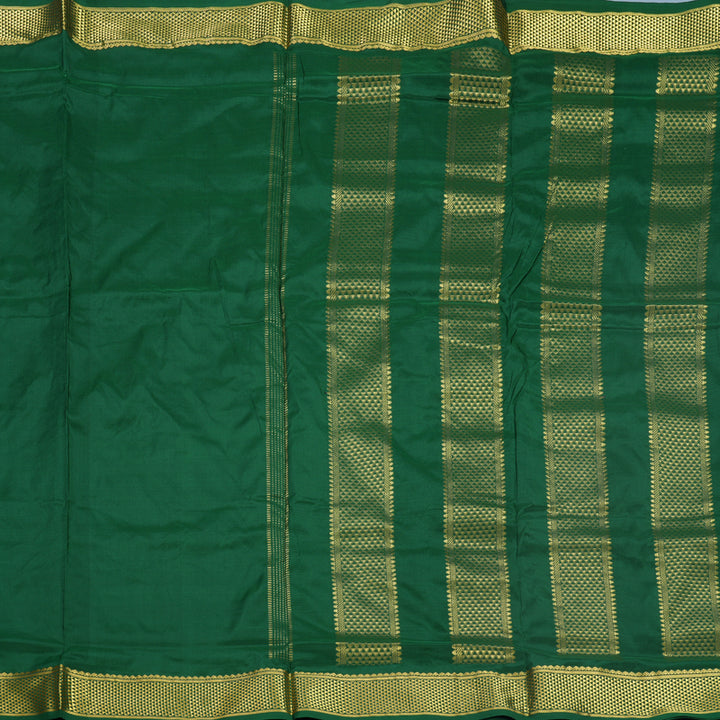 Hayagrivas Handloom Dark Green Ten Yards Silk Saree KBF548G2-1