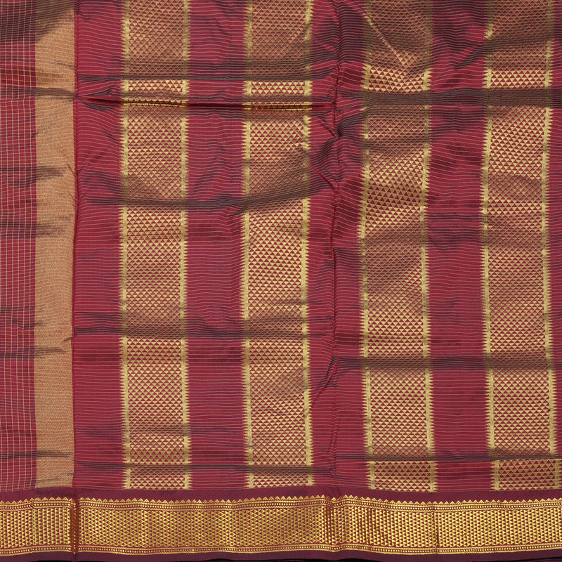 Hayagrivas Handloom Maroon Ten Yards Silk Saree KBF548G3-1