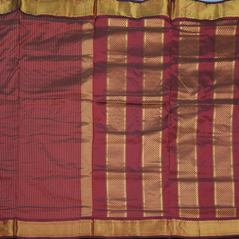 Hayagrivas Handloom Maroon Ten Yards Silk Saree KBF548G3-1