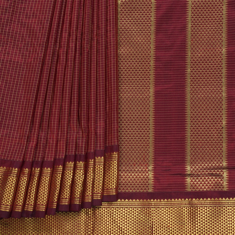 Hayagrivas Handloom Maroon Ten Yards Silk Saree KBF548G3-1