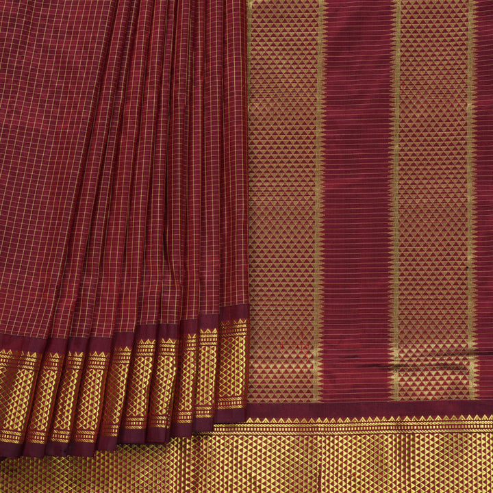 Hayagrivas Handloom Maroon Ten Yards Silk Saree KBF548G3-1