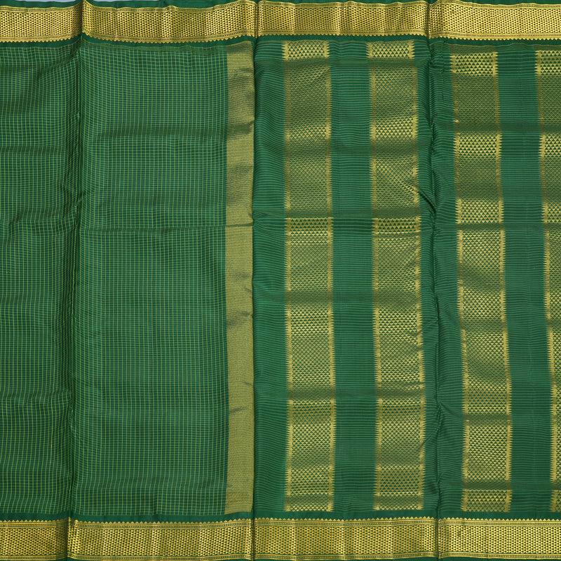 Hayagrivas Handloom Dark Green Ten Yards Silk Saree KBF548G3-2