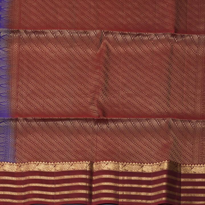 Hayagrivas Purplish-Blue Handloom Soft Silk Saree KBF549G1-4