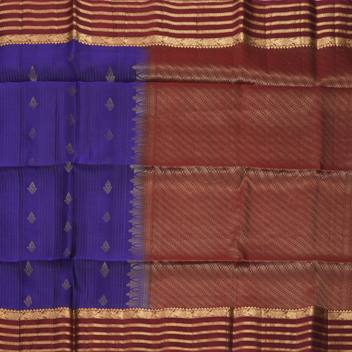 Hayagrivas Purplish-Blue Handloom Soft Silk Saree KBF549G1-4