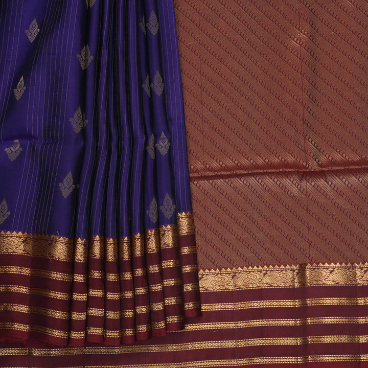 Hayagrivas Purplish-Blue Handloom Soft Silk Saree KBF549G1-4