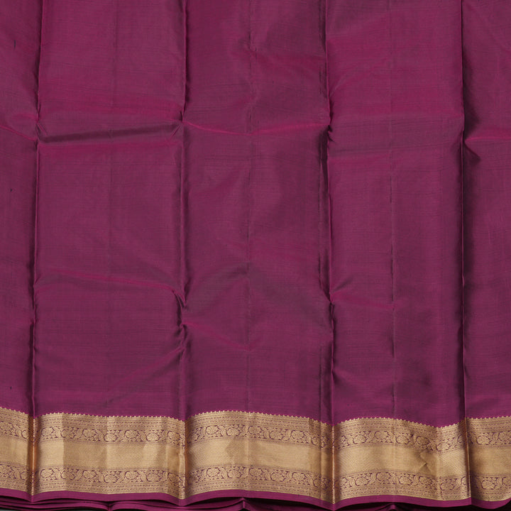 Hayagrivas Handloom Bottle Green Kanjivaram Silk Saree with Magenta Border KBF54D1-10
