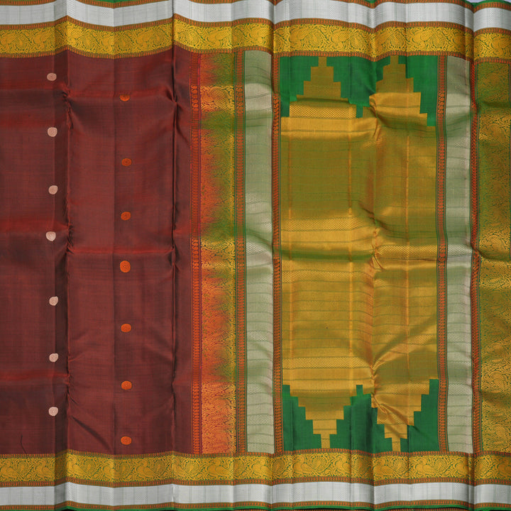 Hayagrivas Handloom Maroon Kanjivaram Silk Saree with Green Border KBF552G1-10