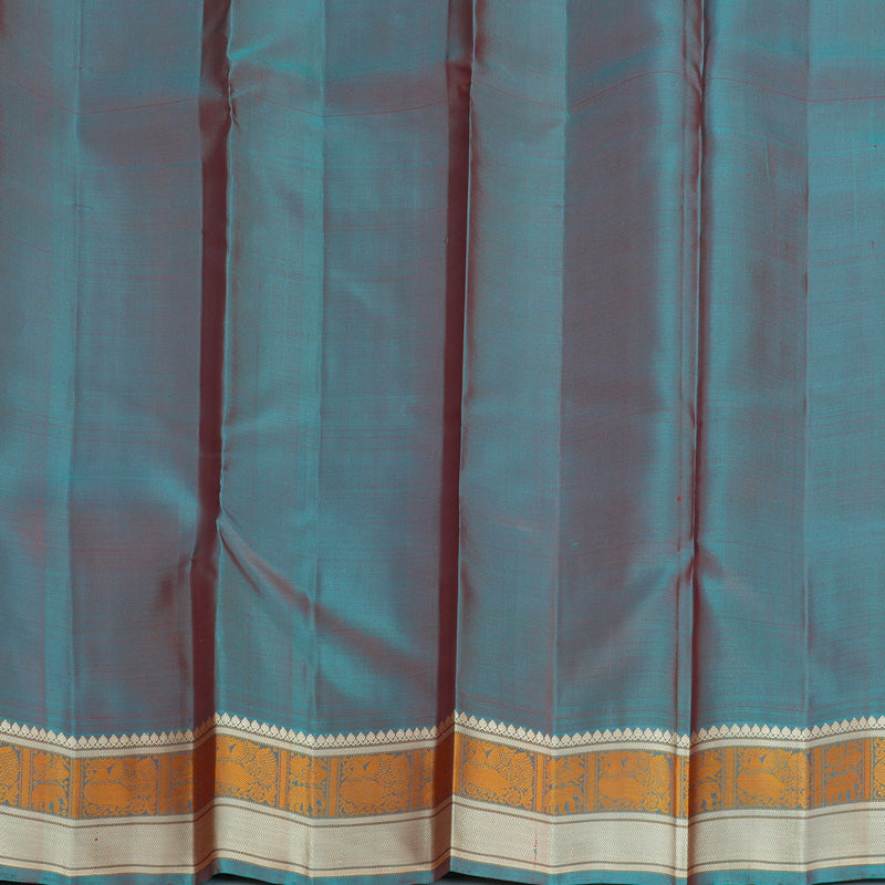 Hayagrivas Handloom Rani Pink Kanjivaram Silk Saree with Cyan Blue Border KBF552G1-11