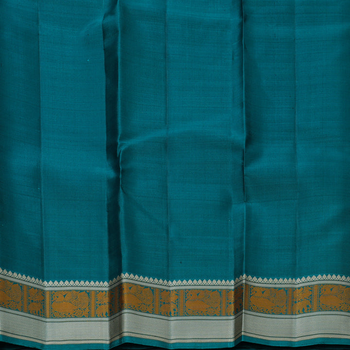Hayagrivas Handloom Wine Purple Kanjivaram Silk Saree with Teal Green Border KBF552G1-12