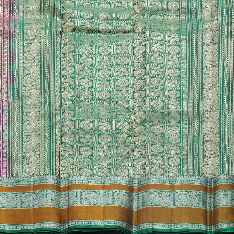 Hayagrivas Handloom Purple Kanjivaram Silk Saree with Dark Green Border KBF552G1-13