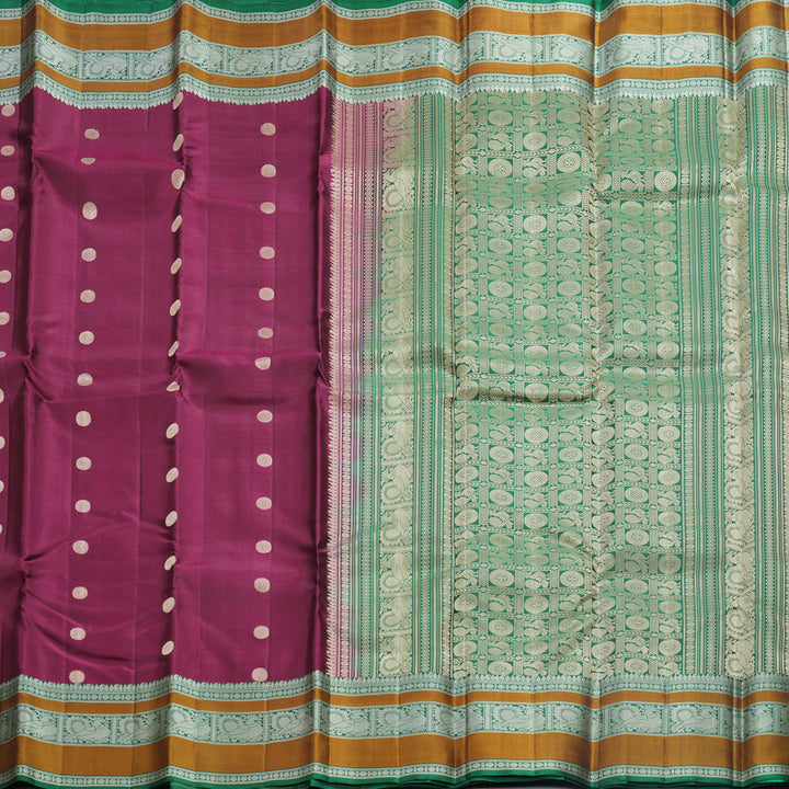 Hayagrivas Handloom Purple Kanjivaram Silk Saree with Dark Green Border KBF552G1-13