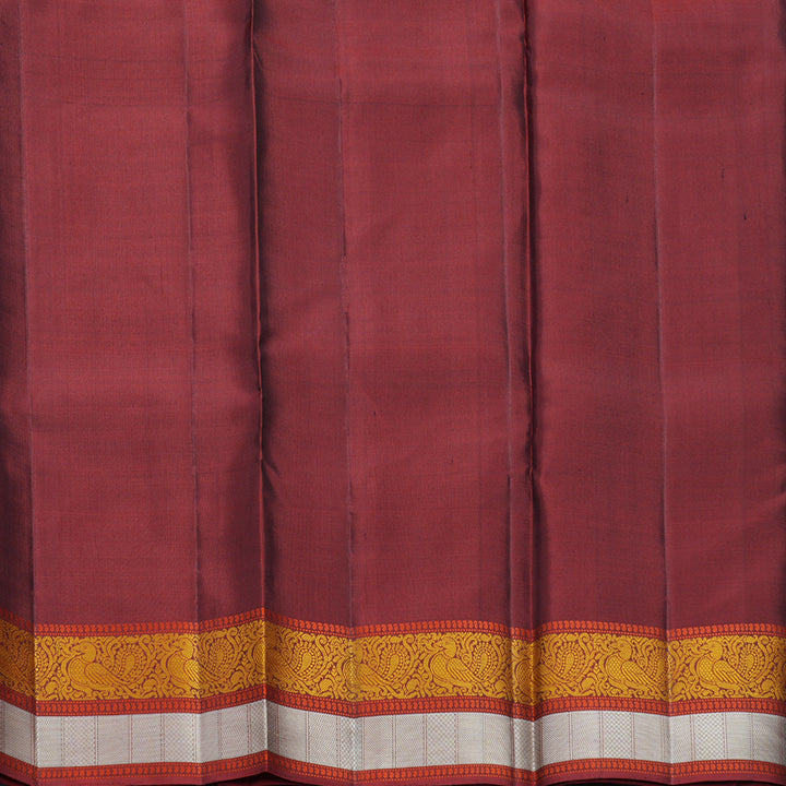 Hayagrivas Handloom Grey Kanjivaram Silk Saree with Araku Maroon Border KBF552G1-14