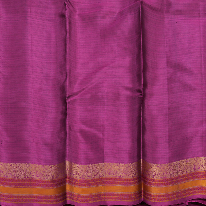 Hayagrivas Handloom Olive Green Kanjivaram Silk Saree with Purple Border KBF552G1-16