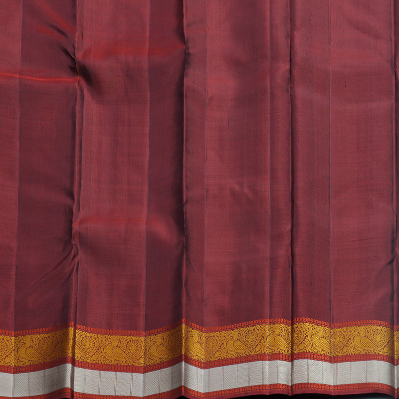 Hayagrivas Handloom Bottle Green Kanjivaram Silk Saree with Maroon Border KBF552G1-2