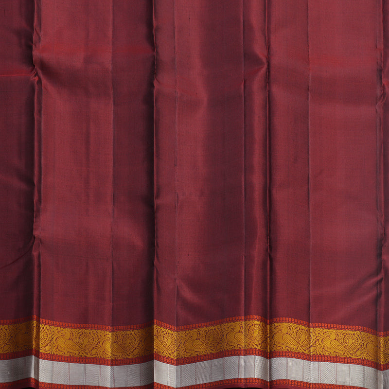 Hayagrivas Handloom Elephant Grey Kanjivaram Silk Saree with Maroon Border KBF552G1-4