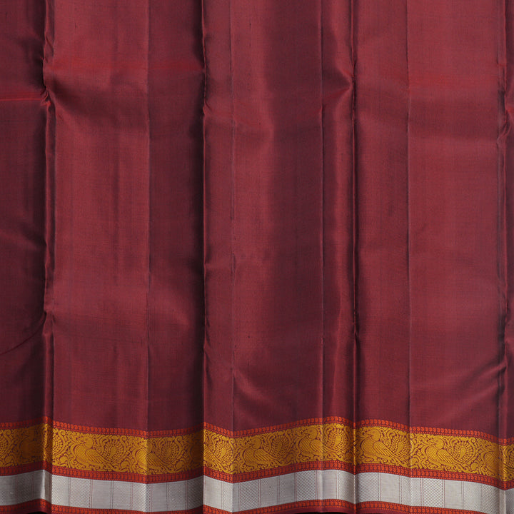 Hayagrivas Handloom Elephant Grey Kanjivaram Silk Saree with Maroon Border KBF552G1-4