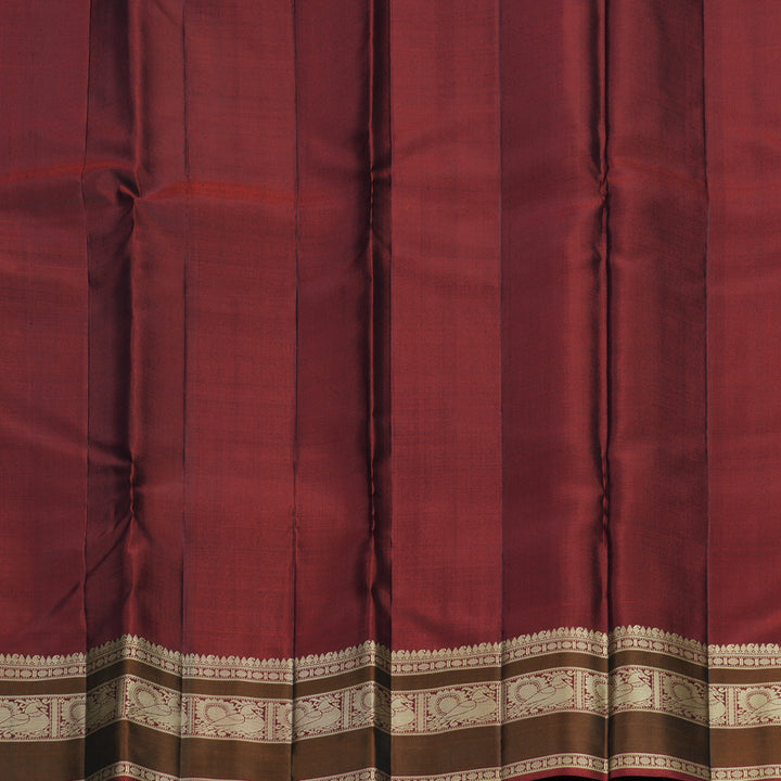 Hayagrivas Handloom MS Blue Kanjivaram Silk Saree with Rusty Red Border KBF552G1-6