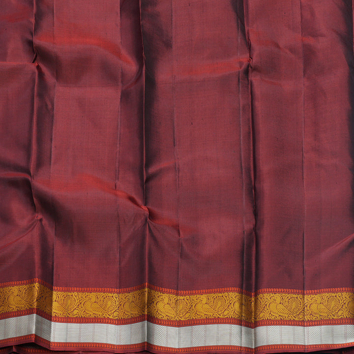 Hayagrivas Handloom Elephant Grey Kanjivaram Silk Saree with Maroon Border KBF552G1-7