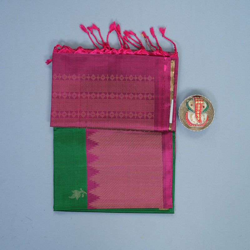 Hayagrivas Leaf Green Handloom Soft Silk Saree KBF533G1-3