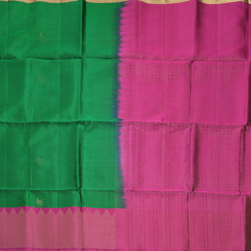 Hayagrivas Leaf Green Handloom Soft Silk Saree KBF533G1-3