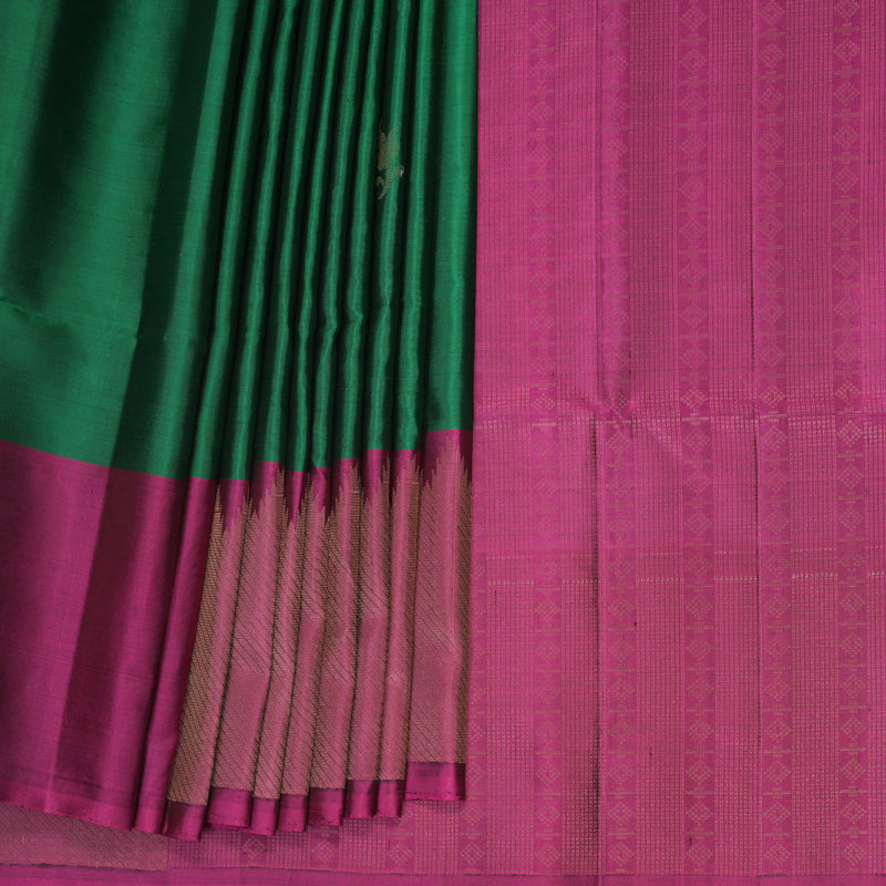 Hayagrivas Leaf Green Handloom Soft Silk Saree KBF533G1-3
