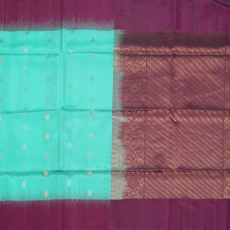 Hayagrivas Sea Green Handloom Soft Silk Saree KBF553G13-1