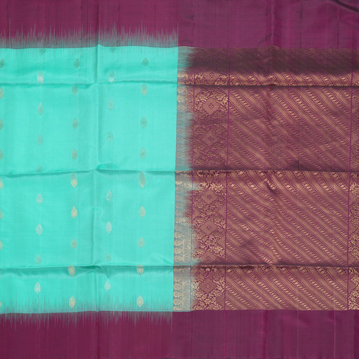 Hayagrivas Sea Green Handloom Soft Silk Saree KBF553G13-1