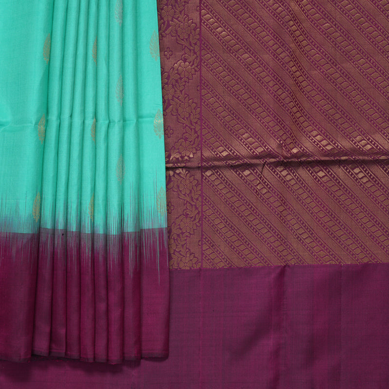 Hayagrivas Sea Green Handloom Soft Silk Saree KBF553G13-1