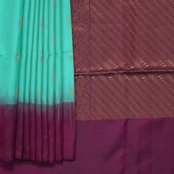 Hayagrivas Sea Green Handloom Soft Silk Saree KBF553G13-1