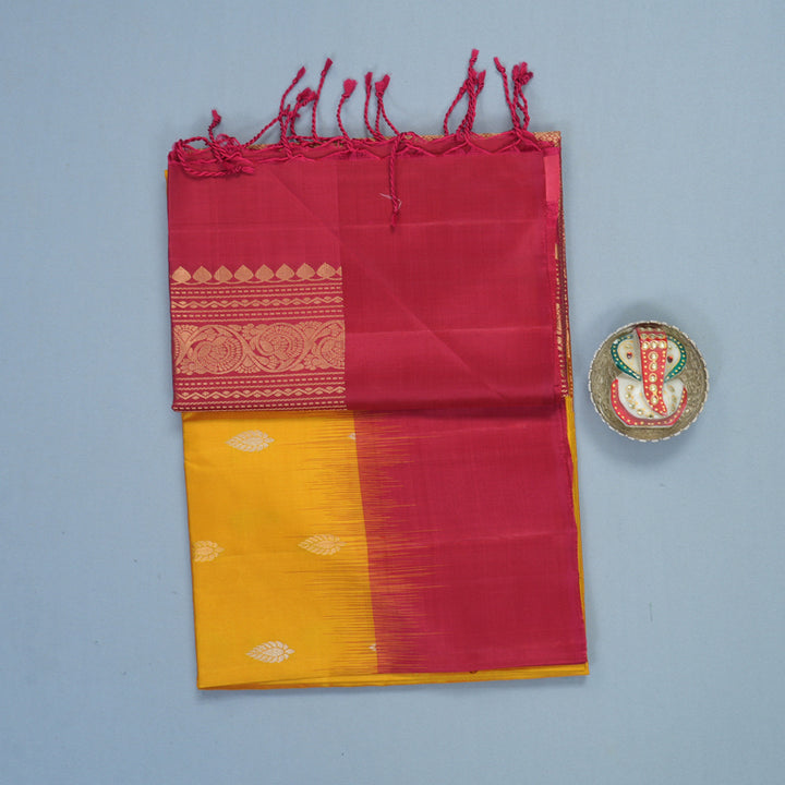 Hayagrivas Mustard Yellow Handloom Soft Silk Saree KBF553G13-2