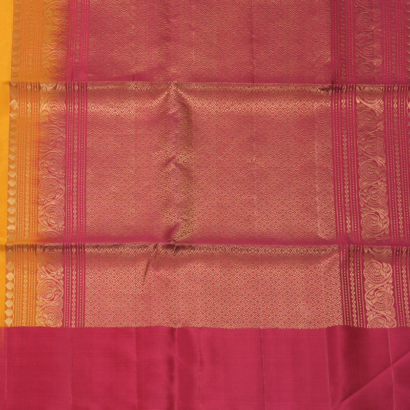 Hayagrivas Mustard Yellow Handloom Soft Silk Saree KBF553G13-2