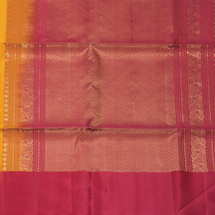 Hayagrivas Mustard Yellow Handloom Soft Silk Saree KBF553G13-2