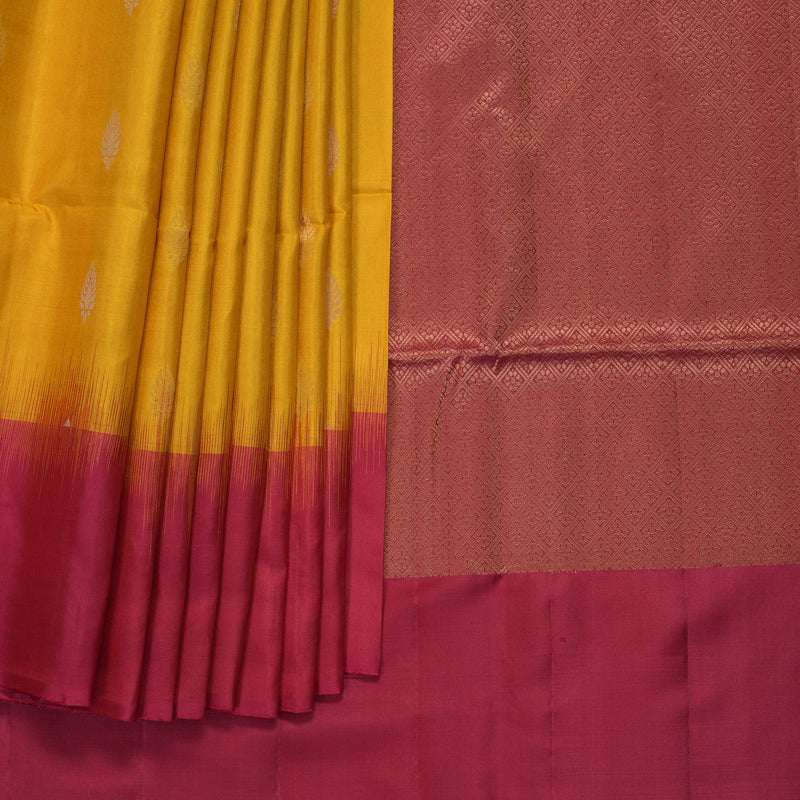 Hayagrivas Mustard Yellow Handloom Soft Silk Saree KBF553G13-2