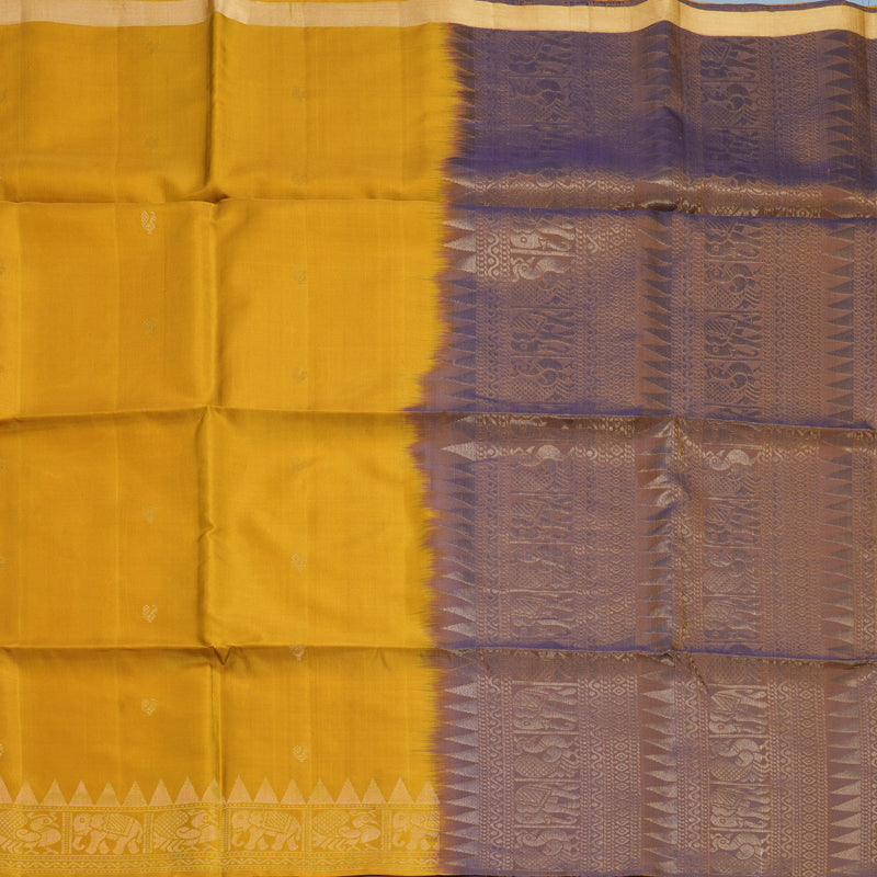 Hayagrivas Mustard Yellow Handloom Soft Silk Saree KBF553G2-4