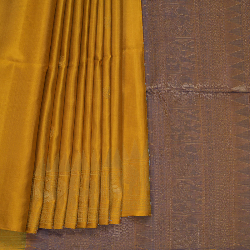 Hayagrivas Mustard Yellow Handloom Soft Silk Saree KBF553G2-4