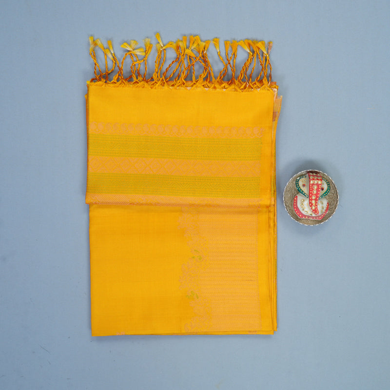 Hayagrivas Mustard Yellow Handloom Soft Silk Saree KBF553G7-2