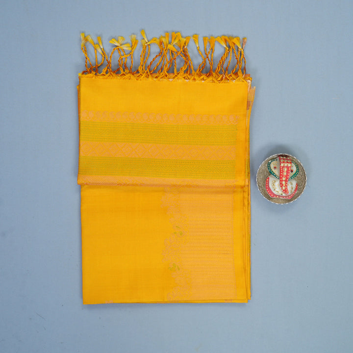 Hayagrivas Mustard Yellow Handloom Soft Silk Saree KBF553G7-2