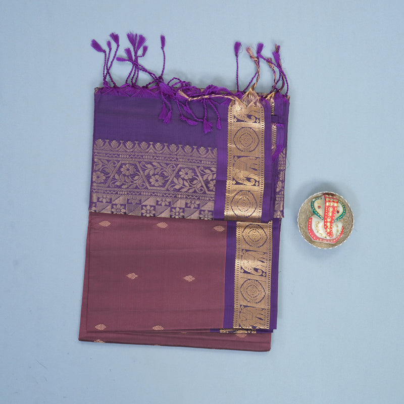 Hayagrivas Rosewood Pink Handloom Soft Silk Saree KBF555G1-3