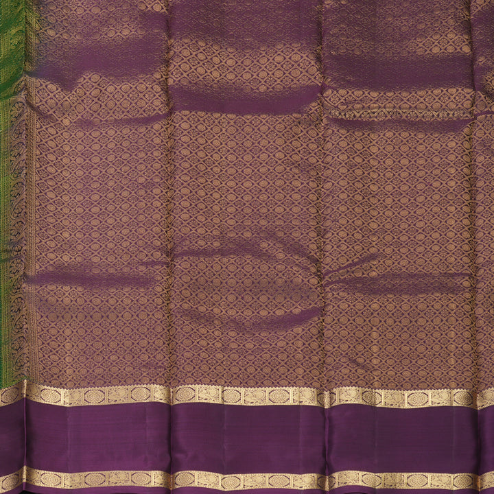 Hayagrivas Handloom Bottle Green Kanjivaram Silk Saree with Nagapazham Border KBF556G1-11