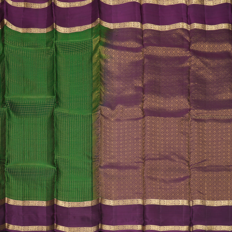 Hayagrivas Handloom Bottle Green Kanjivaram Silk Saree with Nagapazham Border KBF556G1-11