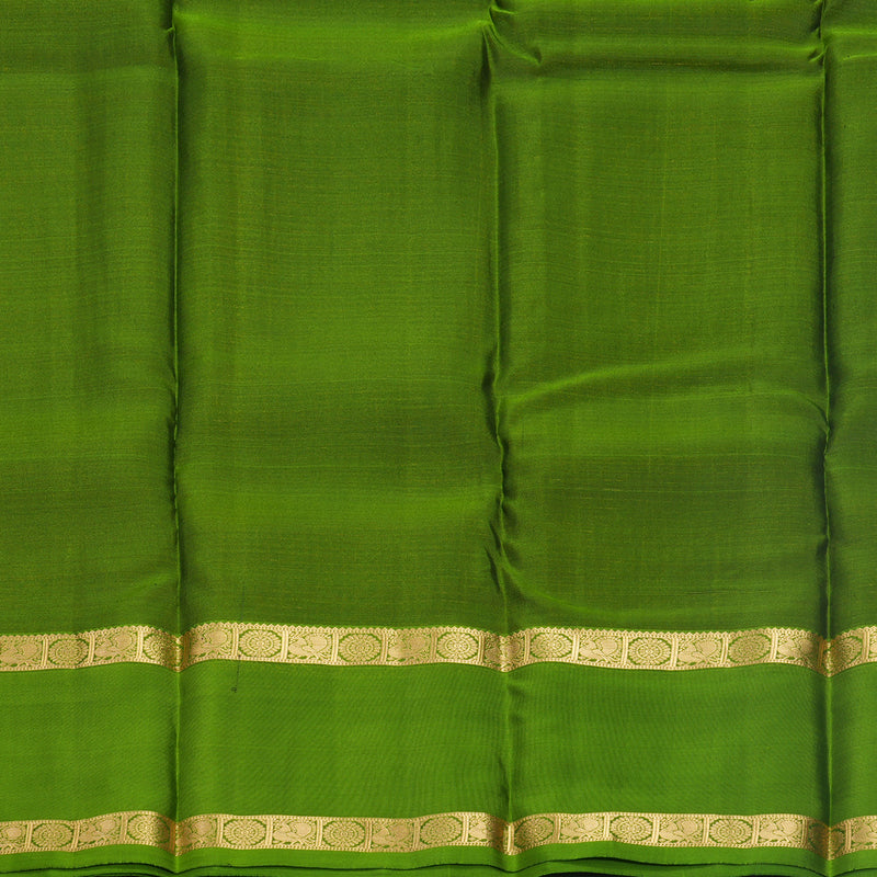 Hayagrivas Handloom Rust Orange Kanjivaram Silk Saree with Olive Green Border KBF556G1-16