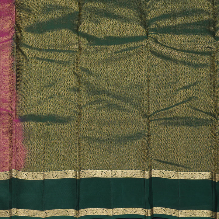 Hayagrivas Handloom Wine Purple Kanjivaram Silk Saree with Bottle Green Border KBF556G1-19