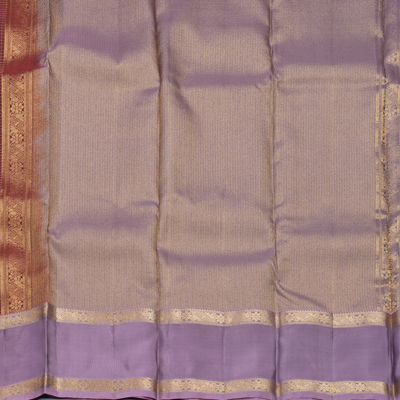 Hayagrivas Handloom Rust Maroon Kanjivaram Silk Saree with Lilac Border KBF556G1-2