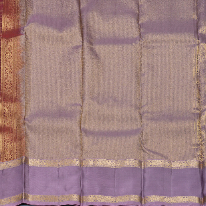 Hayagrivas Handloom Rust Maroon Kanjivaram Silk Saree with Lilac Border KBF556G1-2